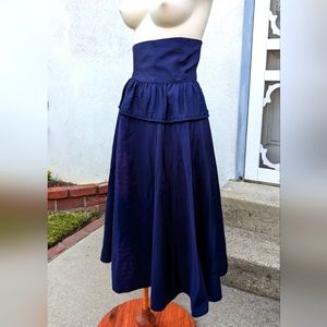 1950s Deep Blue Taffeta Boned Skirt